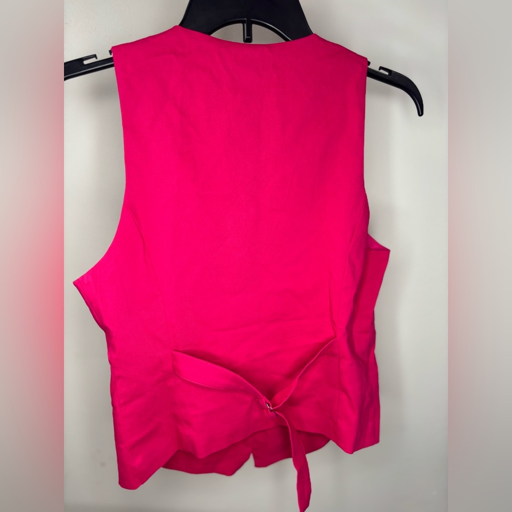 Unique Vintage 1970s Pink & Glitter Star Button Up Vest New with Tags Medium 6/8 - Picture 6 of 7
